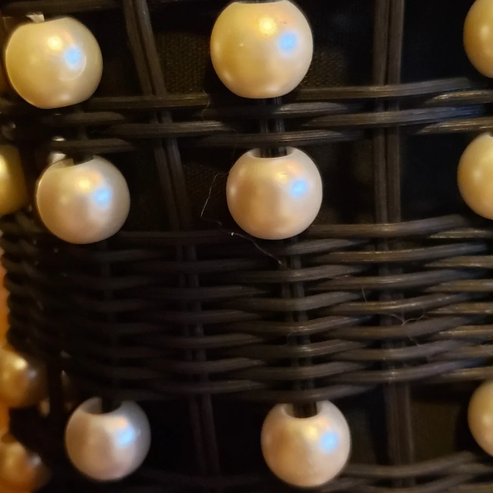 Kate Spade x Target Pearl Embellished Black Wicker Basket Bucket Bag